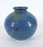 Franco Lo Pinto, Untitled - Blue and Green Stroke Pot, 1984, glazed ceramic