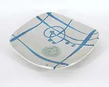 Wayne G. Ngan, Untitled - White and Blue Calligraphic Plate, glazed ceramic