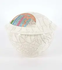 Peter Powning, Untitled - Crackle Glaze Bowl with Lid, 1988, glazed ceramic