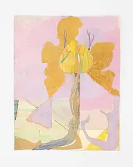 Snake Flower by Azadeh Elmizadeh, 2020, oil with collage on paper, sold May 2022