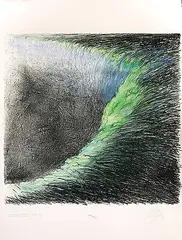 Jeffery John Spalding, Darkness #20/35, 1993, hand coloured lithograph on paper