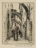 Caroline Armington, Via Dolorosa, Jerusalem, 1936, etching on paper