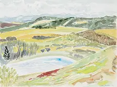 Barbara Ballachey, Pond Below Leighton Centre, 1984, gouache on paper