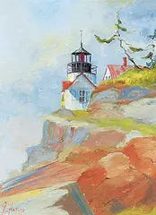 Graham Baker, Bass Harbour Light, 1978, oil on board