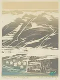 Anne Meredith Barry, Early Snow #3 [Village] #3/30, colour wood block on paper