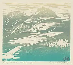 Anne Meredith Barry, Early Snow #1 [Mountain] #3/30, colour wood block on paper