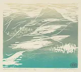 Anne Meredith Barry, Early Snow #1 [Mountain] #3/30, colour wood block on paper