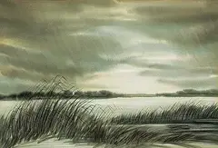 Untitled - Storm on the Water by Stanford Earl Blodgett, watercolour on paper, sold May 2022