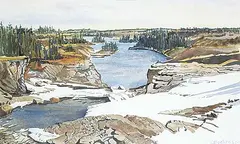Sylvia Boehrnsen, At Seebe Dam #2, watercolour on paper