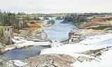 Sylvia Boehrnsen, At Seebe Dam #2, watercolour on paper