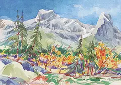 David Cadman, Mt. Lougheed, Bow Valley, watercolour on paper