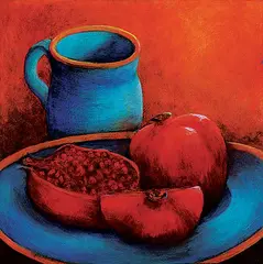 Bonnie Curran, Pause for a Pomegranate, acrylic on canvas