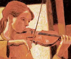Jean-Guy Desrosiers, La Virtuose de Seize Ans, oil on wood board