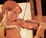 Jean-Guy Desrosiers, La Virtuose de Seize Ans, oil on wood board