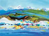 Patricia Mary Fairhead, Untitled - Mountain View from the Sea, watercolour on paper