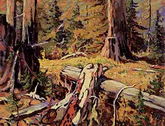 Alec John Garner, Fallen Logs, oil on paper board