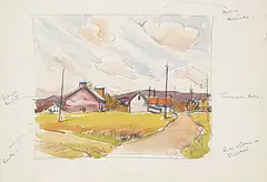 Henry George Glyde, Edmonton [Road], 1943, watercolour and graphite on paper