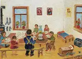 Ann Alexandra Harbuz, Get Wool Ready for Quilts, 1981, acrylic on canvas board