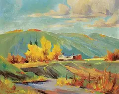 Reginald Llewellyn Harvey, Untitled - Fall Foothills, oil on canvas board
