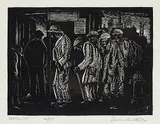 Leonard Hutchinson, Breadline #14/50, wood block on paper
