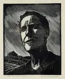 Leonard Hutchinson, Farm Woman #25/50, wood block on paper