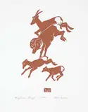 Bighorn Sheep by Illingworth Kerr, lino block on paper, sold May 2022