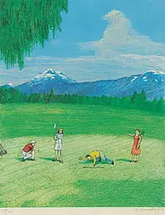 William Kurelek, Untitled - The Last Putt #209/225, 1977, photolithographic reproduction on paper