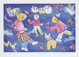 Janet Mitchell, Fun at Casa Claus #48/50, 1986, colour etching on paper