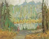 Sidney Charles Mooney, Boardwalk, J. Pine Trail, acrylic on canvas