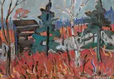 Sidney Charles Mooney, Untitled - Through the Trees, oil on wood board
