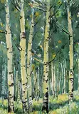 Yvette Morin, Untitled - Birch Trees, watercolour on paper