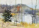 Yvette Morin, Untitled - Winter River, 1968, watercolour on paper