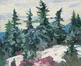 Herald Nix, Untitled - Frozen Forest, oil on wood board