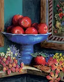 Page Ough, Untitled - Apples in a Bowl, acrylic on wood board