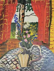 David Pugh, Untitled - Flowers Before the Window, 1980, gouache on paper