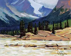 Albert Roberge, Near N. Sask River Crossing, oil on canvas