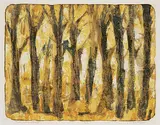 John Harold Thomas Snow, Trees - Yellow and Black #6/18, colour lithograph on paper
