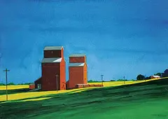 Keith Thomson, Canola Sunset, watercolour on paper