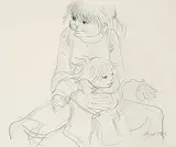 William Arthur Winter, Sisters, graphite on paper