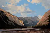 Karl E. Wood, East from Field, B.C., oil on canvas
