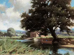 John William Beatty, Untitled - Afternoon on the River, oil on canvas