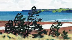 Bruno Bobak, Windy Pines, oil on canvas board