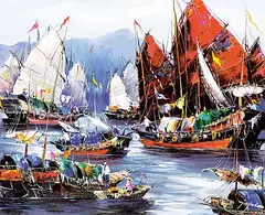 Tinyan Chan, Sailing Homeward, oil on canvas