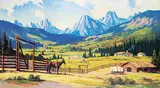 Untitled - Ranch in the Foothills by Roland Gissing, oil on canvas, sold Apr 2022
