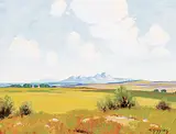 Roland Gissing, Untitled - Sweetgrass Hills, oil on canvas board