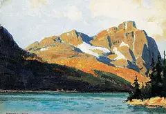 Richard Jack, Lake O'Hara and Mount Odaray, 1932, oil on canvas board