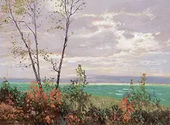 Frank Johnston, The Glorious Bay [Georgian Bay], 1930, oil on wood board