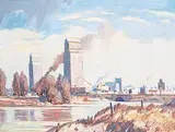 Alfred Crocker Leighton, Untitled - Prairie Town