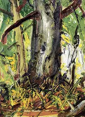 Arthur Lismer, Forest Interior, B.C., oil on paper board