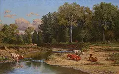 Thomas Mower Martin, Cattle by the Stream, 1915, oil on canvas